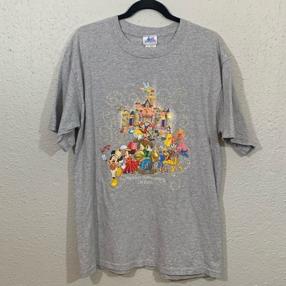 Disney Parks Vintage Disneyland 50 Resort The Happiest Place On Earth Gray TEE - Picture 1 of 10